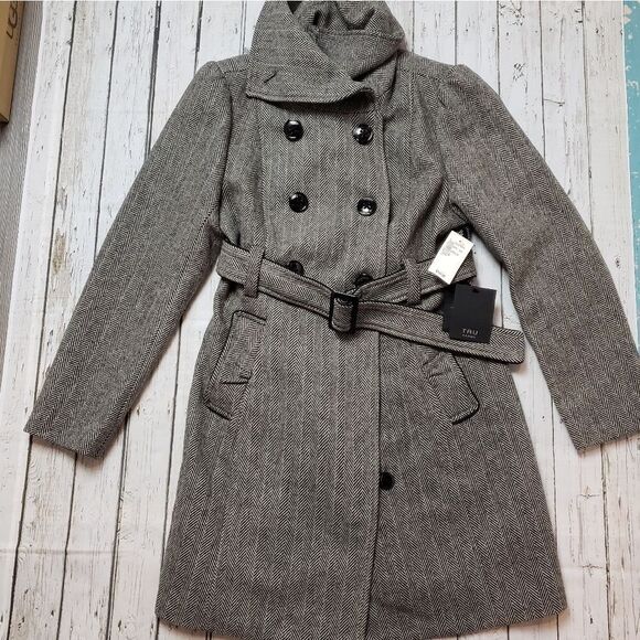 NWT - New True Karma wool blend Trench coat Large - Picture 2 of 9